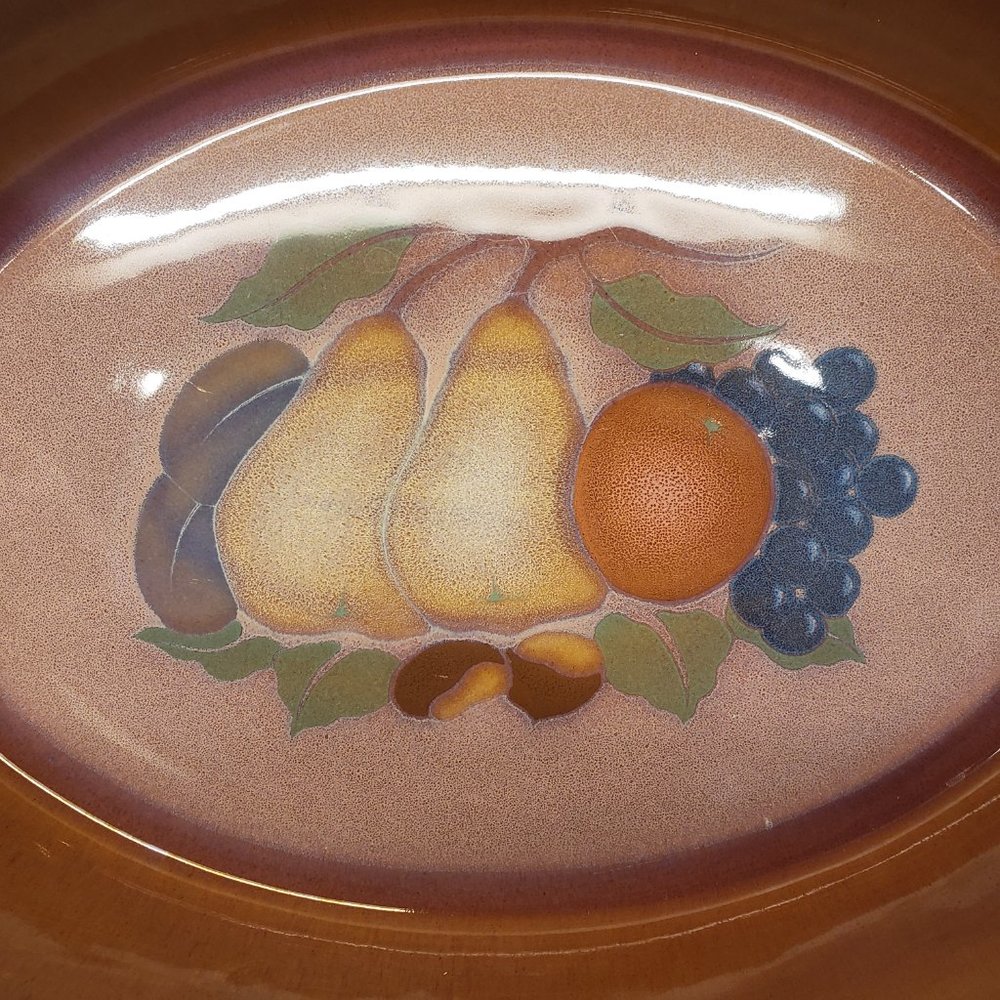 Denby Orchard Large Oval Baking Dish Casserole Baker Pear Fruit Brown 11 x 8.25" - Picture 3 of 8